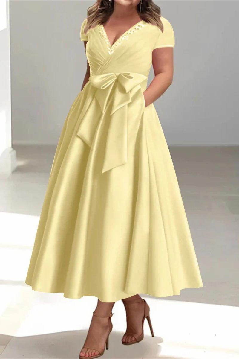 A Line V Neck Mother of the Bride Dresses with Pockets CM0350