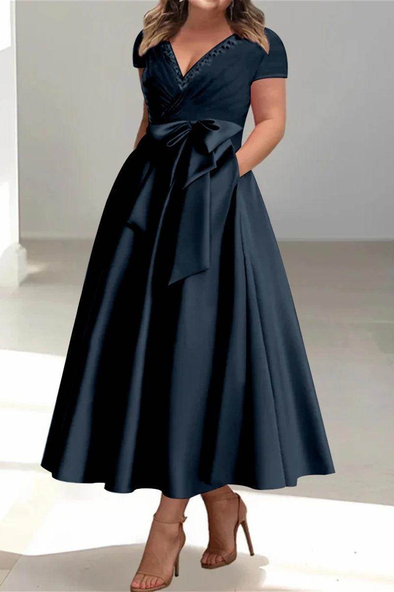 A Line V Neck Mother of the Bride Dresses with Pockets CM0350