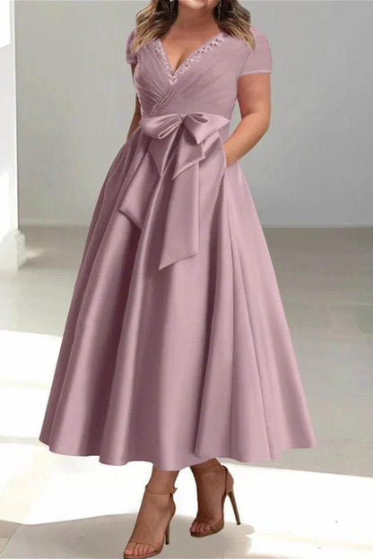 A Line V Neck Mother of the Bride Dresses with Pockets CM0350