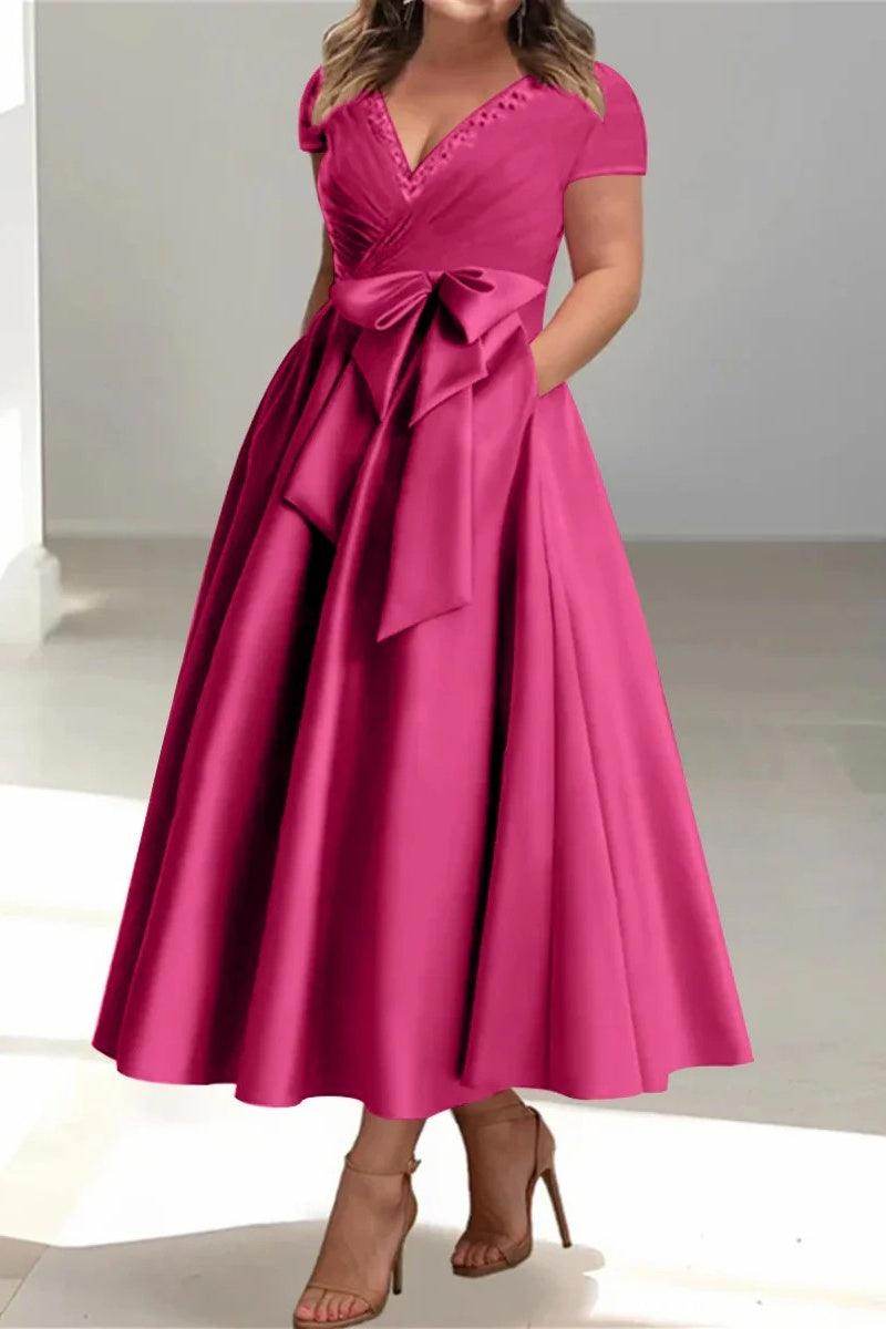 A Line V Neck Mother of the Bride Dresses with Pockets CM0350