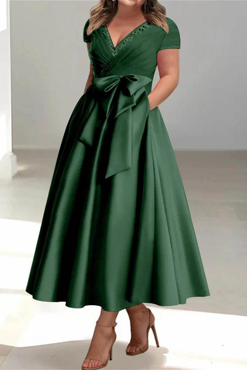 A Line V Neck Mother of the Bride Dresses with Pockets CM0350