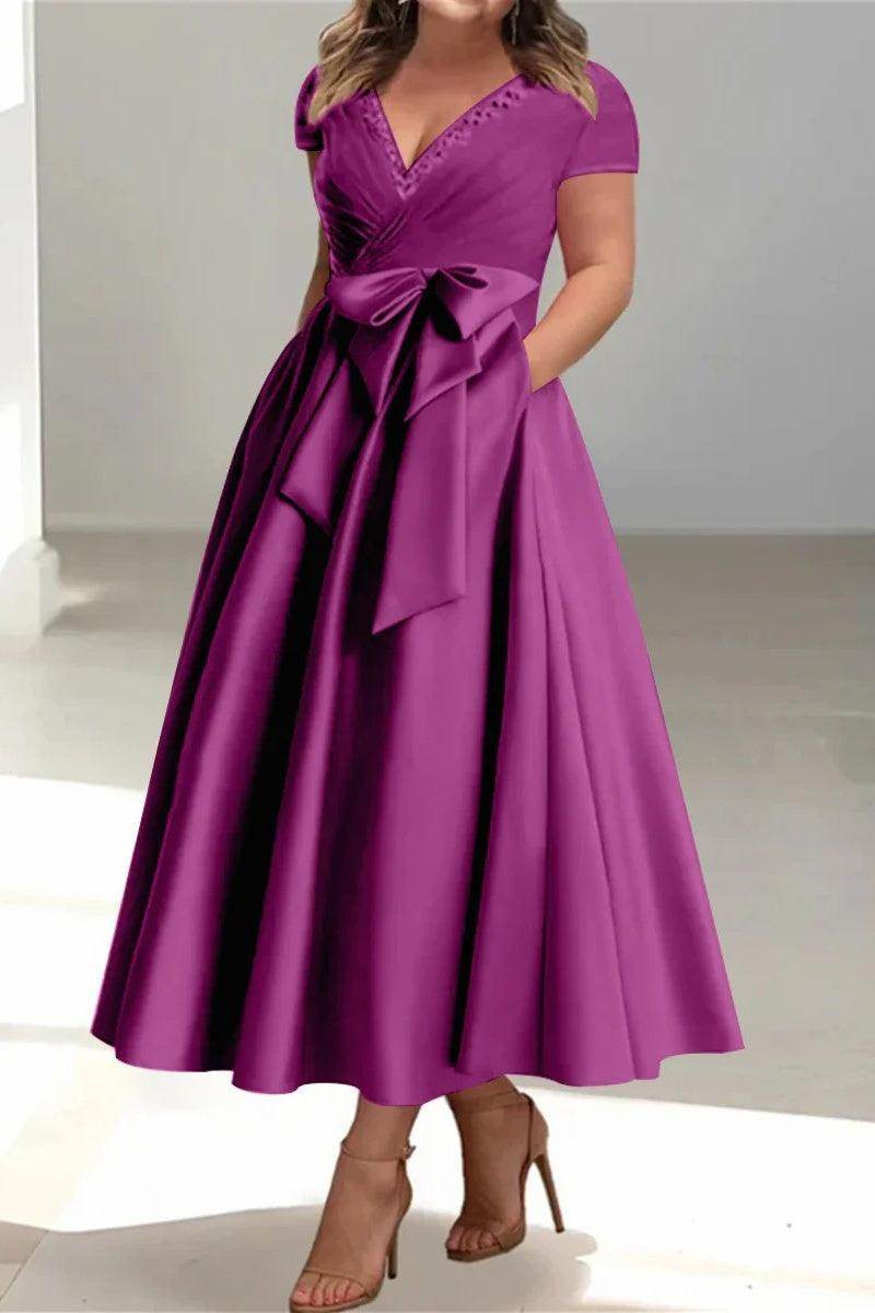 A Line V Neck Mother of the Bride Dresses with Pockets CM0350