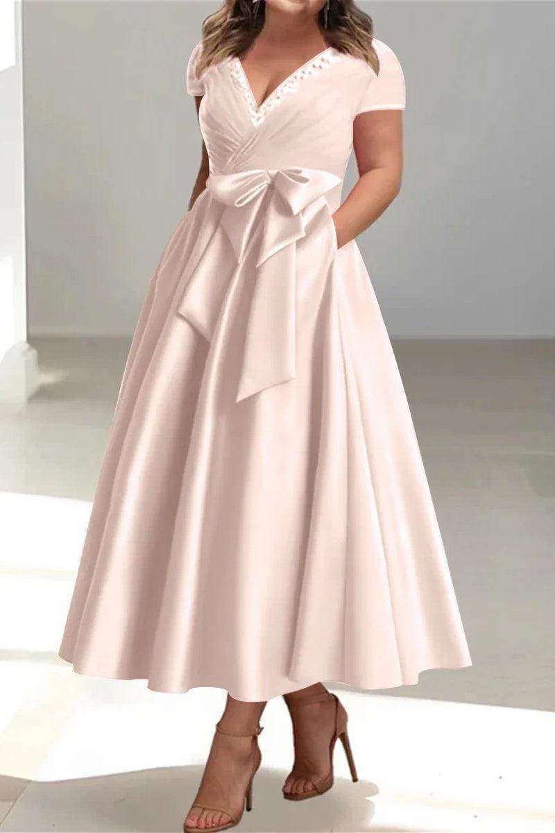 A Line V Neck Mother of the Bride Dresses with Pockets CM0350