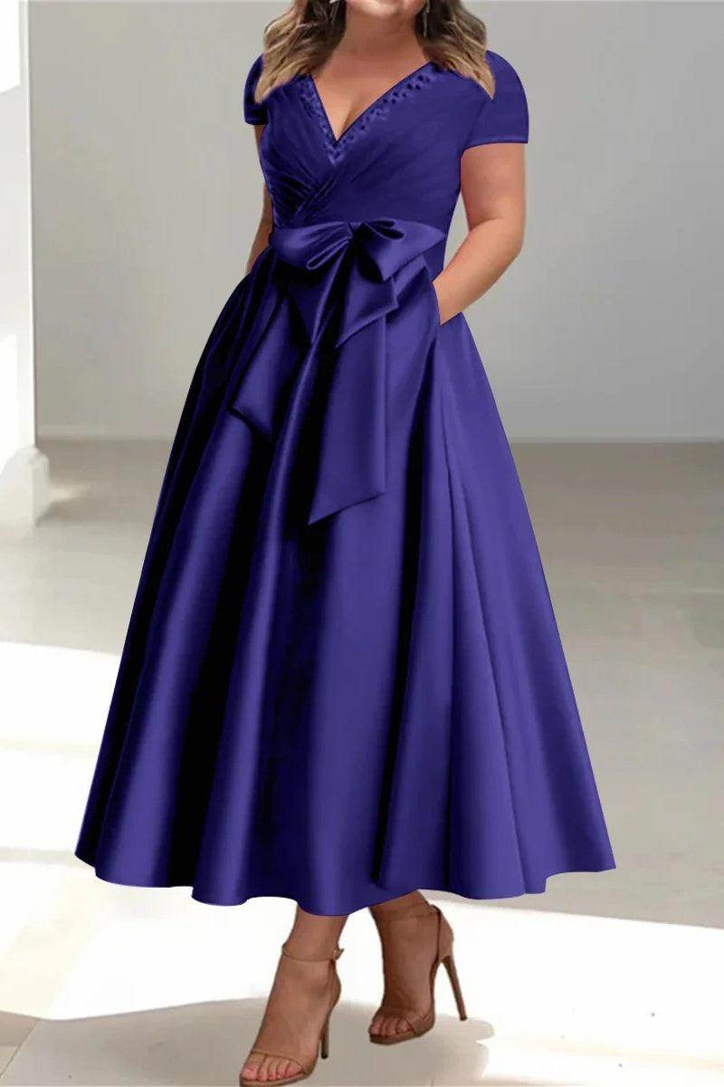 A Line V Neck Mother of the Bride Dresses with Pockets CM0350