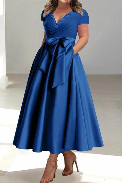 A Line V Neck Mother of the Bride Dresses with Pockets CM0350