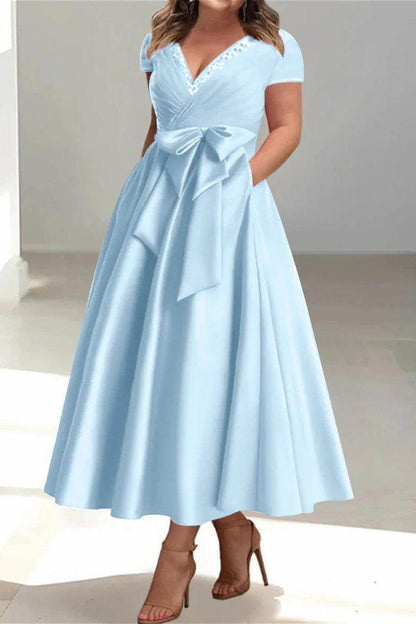 A Line V Neck Mother of the Bride Dresses with Pockets CM0350