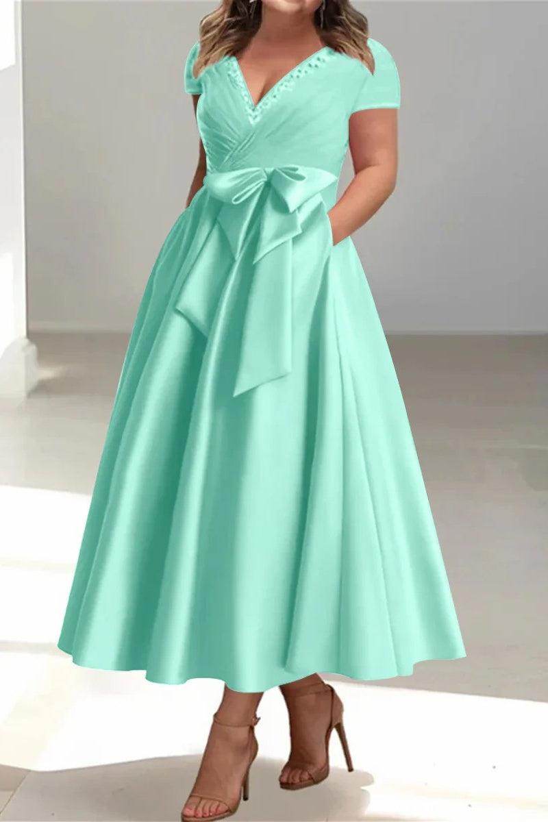 A Line V Neck Mother of the Bride Dresses with Pockets CM0350
