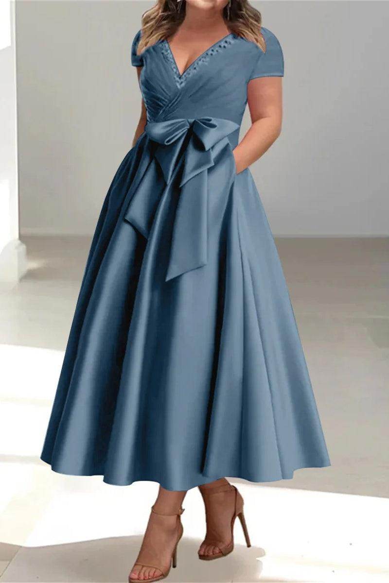 A Line V Neck Mother of the Bride Dresses with Pockets CM0350