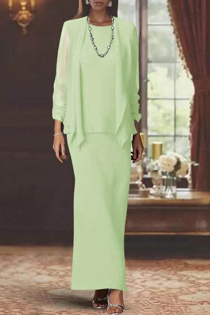 Sheath Scoop Neck Long Sleeves Floor Length Mother Dresses CM0365
