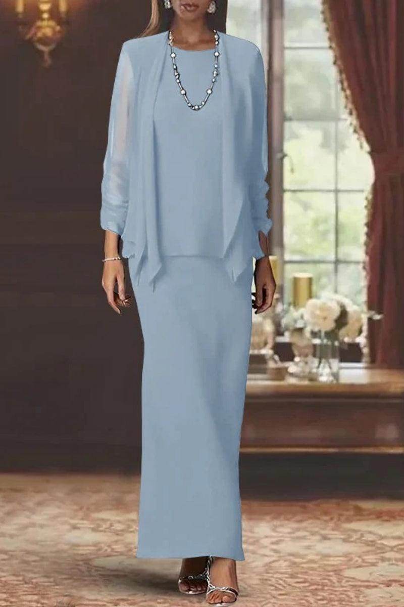 Sheath Scoop Neck Long Sleeves Floor Length Mother Dresses CM0365