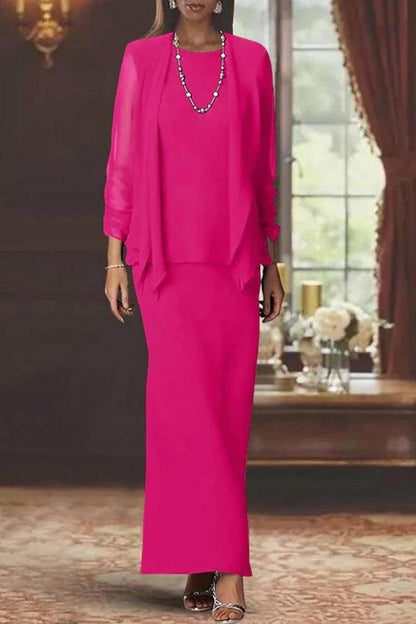 Sheath Scoop Neck Long Sleeves Floor Length Mother Dresses CM0365