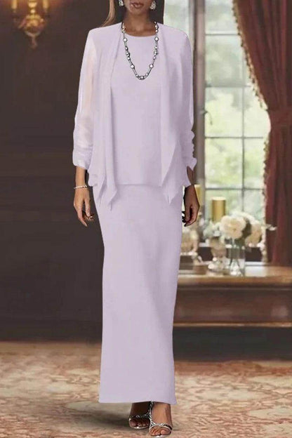 Sheath Scoop Neck Long Sleeves Floor Length Mother Dresses CM0365