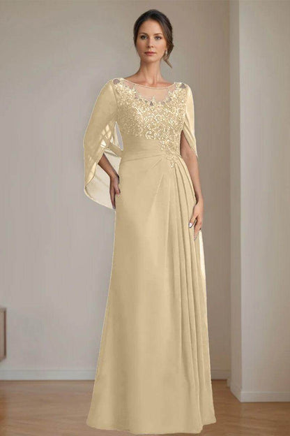 A Line Scoop Floor Length Sequins Mother of the Bride Dresses CM0369