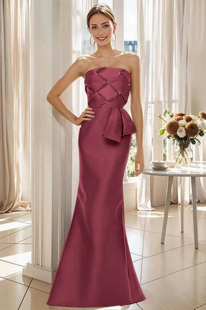 Mermaid Strapless Sleeveless Floor Length Mother Dresses CM0371