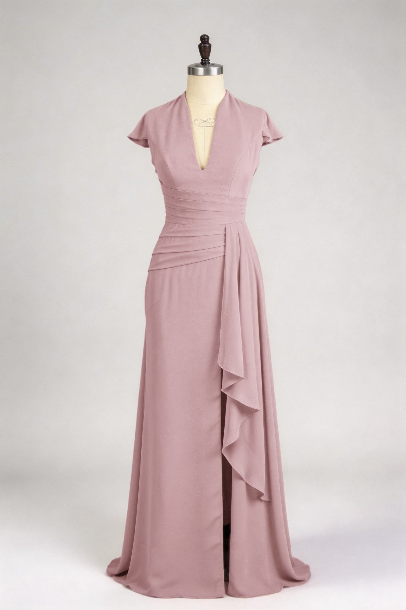 Sheath Column V Neck Short Sleeves Floor Length Mother Dresses CM0377