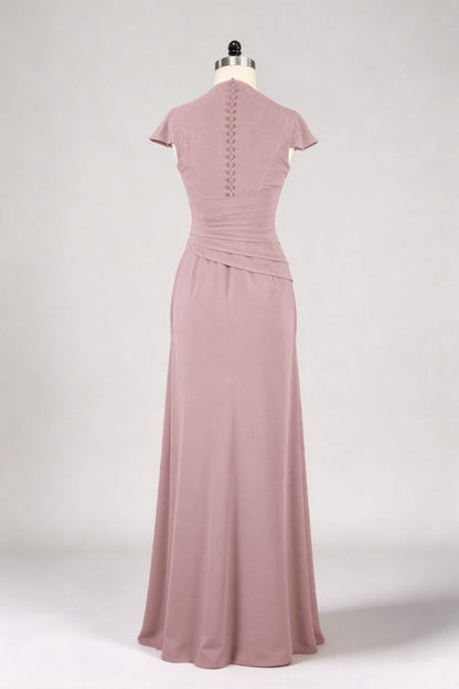 Sheath Column V Neck Short Sleeves Floor Length Mother Dresses CM0377