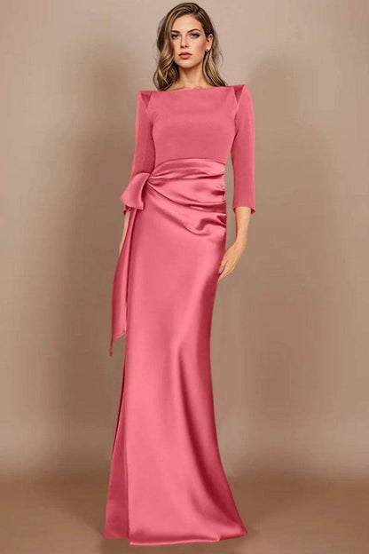 Sheath Scoop 3/4 Length Sleeves Floor Length Mother Dresses CM0380