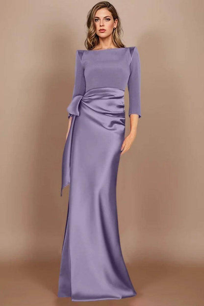 Sheath Scoop 3/4 Length Sleeves Floor Length Mother Dresses CM0380
