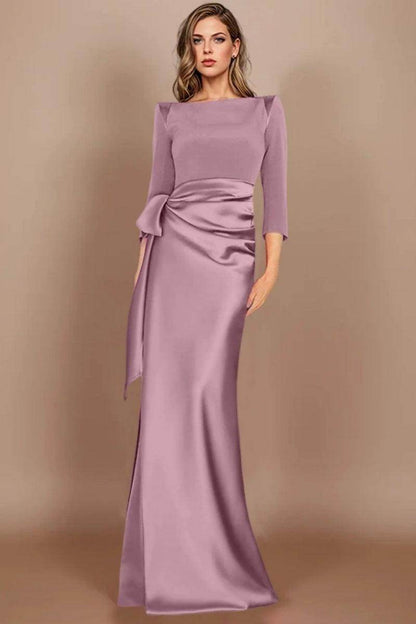 Sheath Scoop 3/4 Length Sleeves Floor Length Mother Dresses CM0380