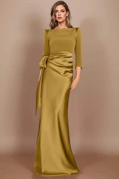 Sheath Scoop 3/4 Length Sleeves Floor Length Mother Dresses CM0380