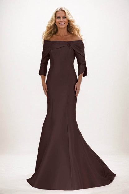 Trumpet-Mermaid Maxi Satin Mother of the Bride Dresses CM0381