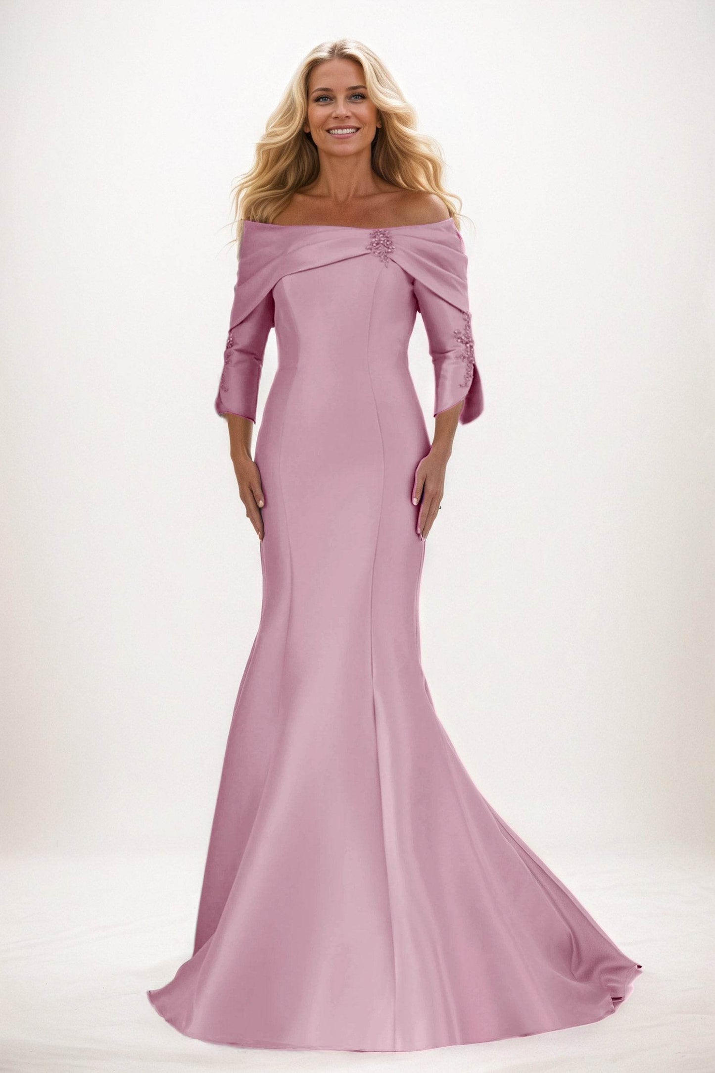 Trumpet-Mermaid Maxi Satin Mother of the Bride Dresses CM0381