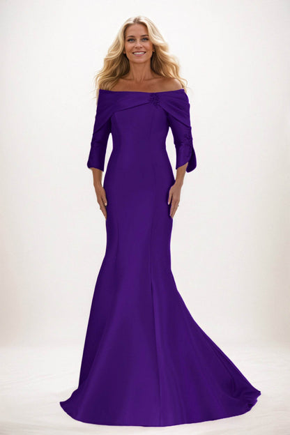 Trumpet-Mermaid Maxi Satin Mother of the Bride Dresses CM0381