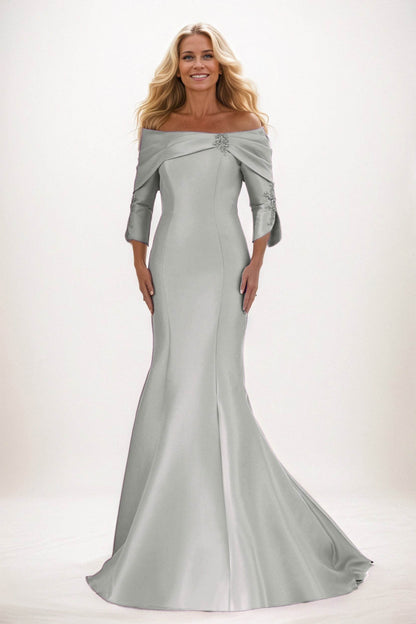 Trumpet-Mermaid Maxi Satin Mother of the Bride Dresses CM0381