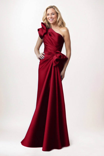 Sheath-Column Maxi Satin Mother of the Bride Dresses CM0383
