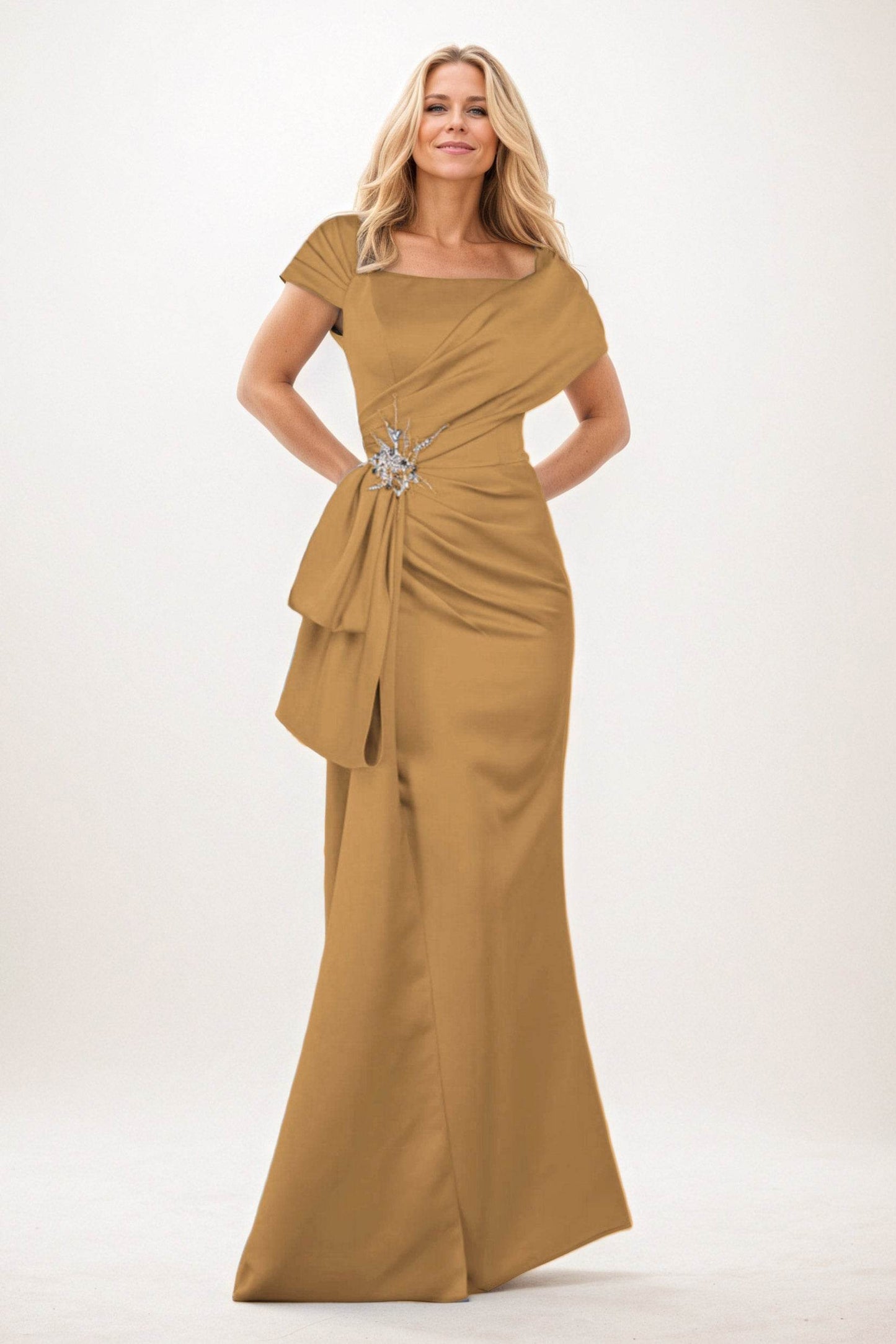 Trumpet-Mermaid Maxi Satin Mother of the Bride Dresses CM0385