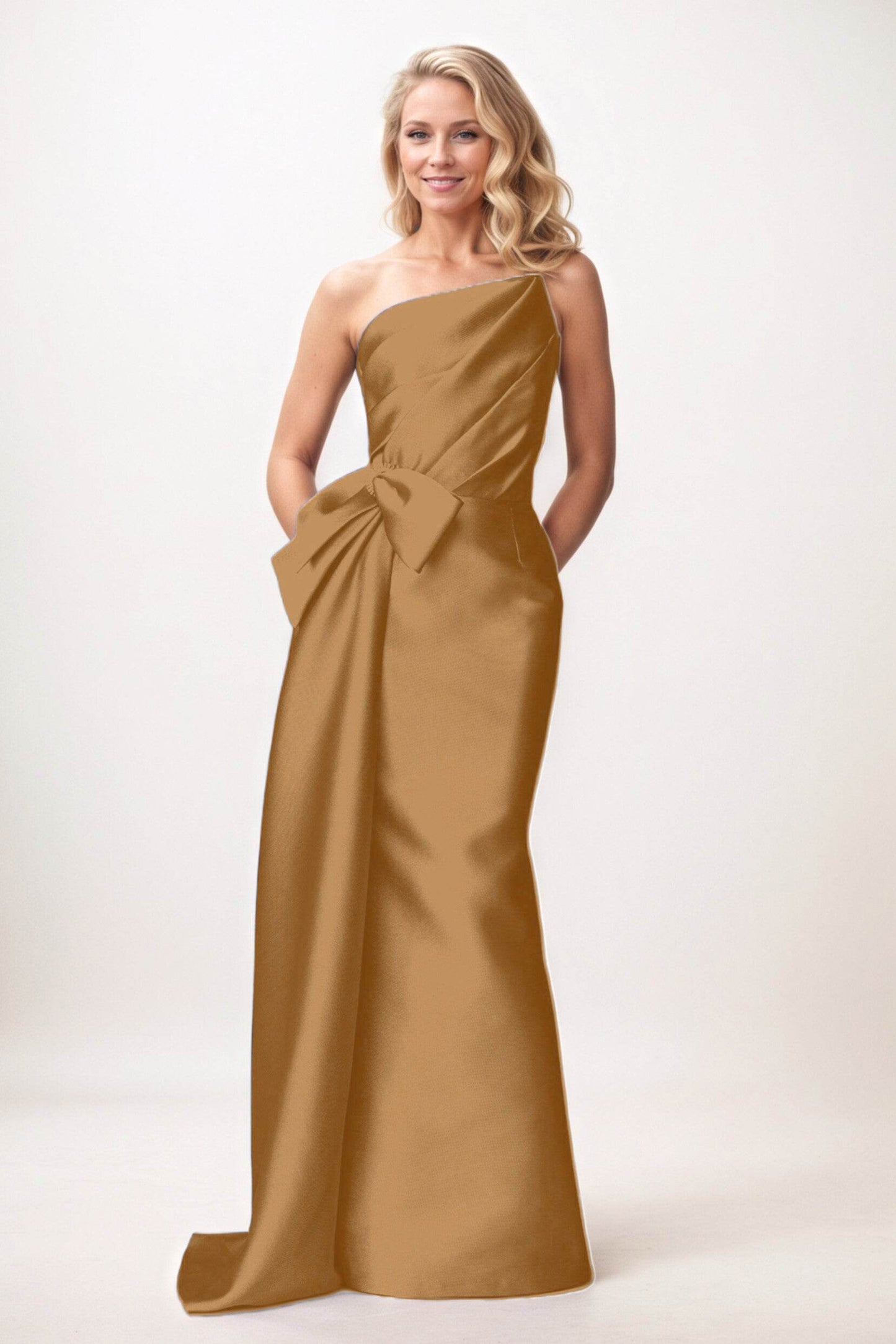 Trumpet-Mermaid Maxi Satin Mother of the Bride Dresses CM0386