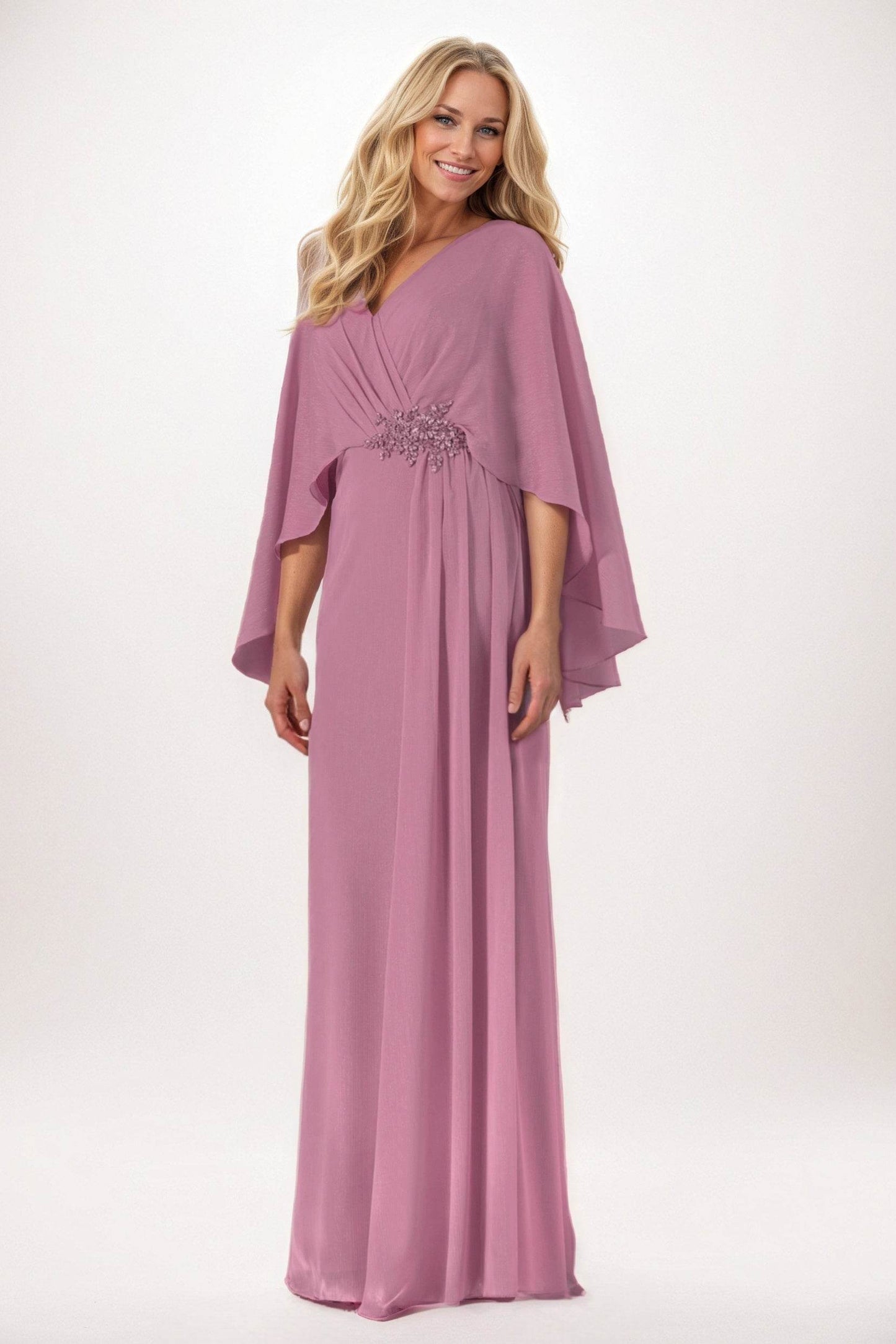 Sheath-Column Maxi Chiffon Mother of the Bride Dresses CM0389