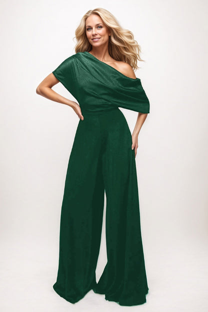 Jumpsuit Maxi Elastic Satin Chiffon Mother of the Bride Dresses CM0391