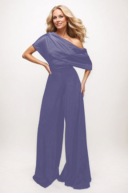 Jumpsuit Maxi Elastic Satin Chiffon Mother of the Bride Dresses CM0391