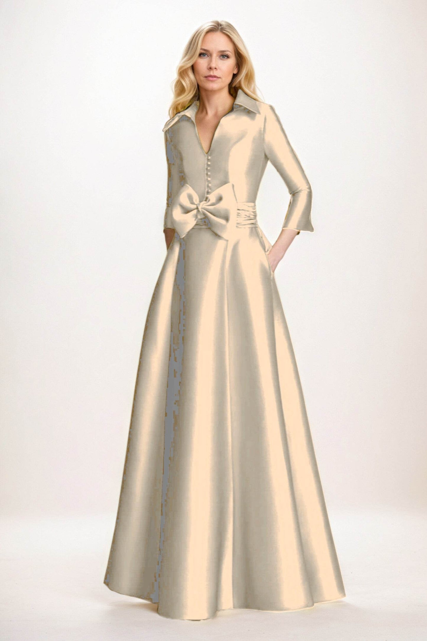 A-Line Maxi Satin Mother of the Bride Dresses CM0402