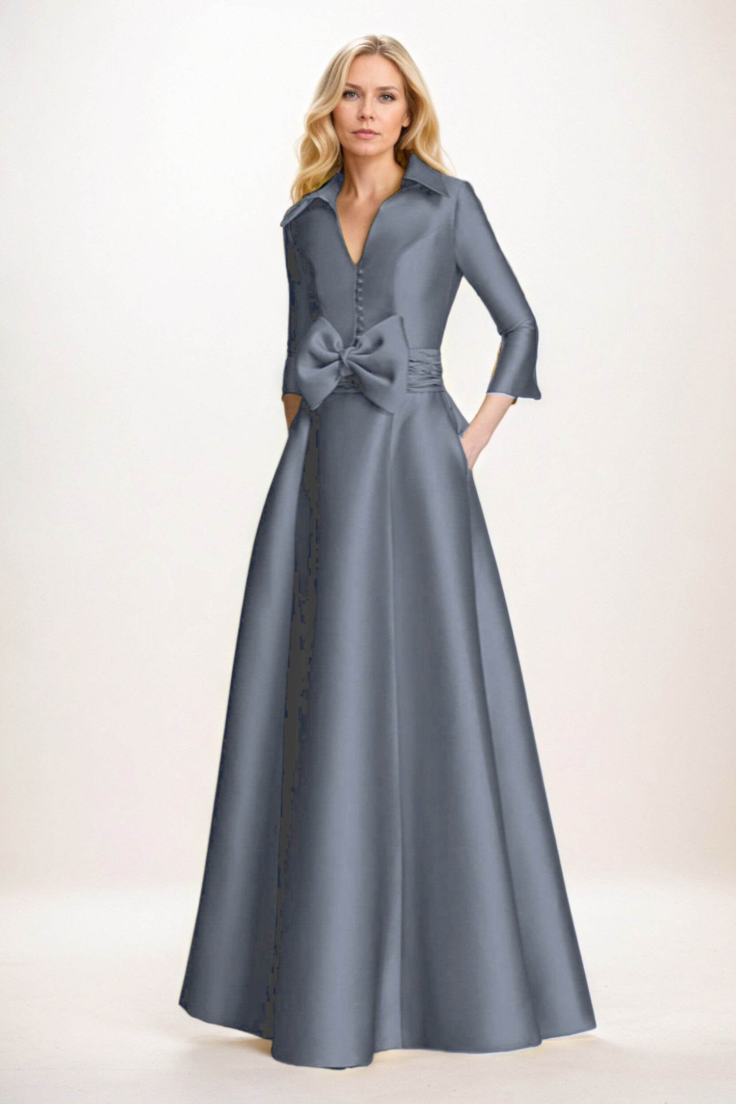 A-Line Maxi Satin Mother of the Bride Dresses CM0402