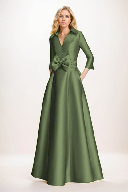 A-Line Maxi Satin Mother of the Bride Dresses CM0402