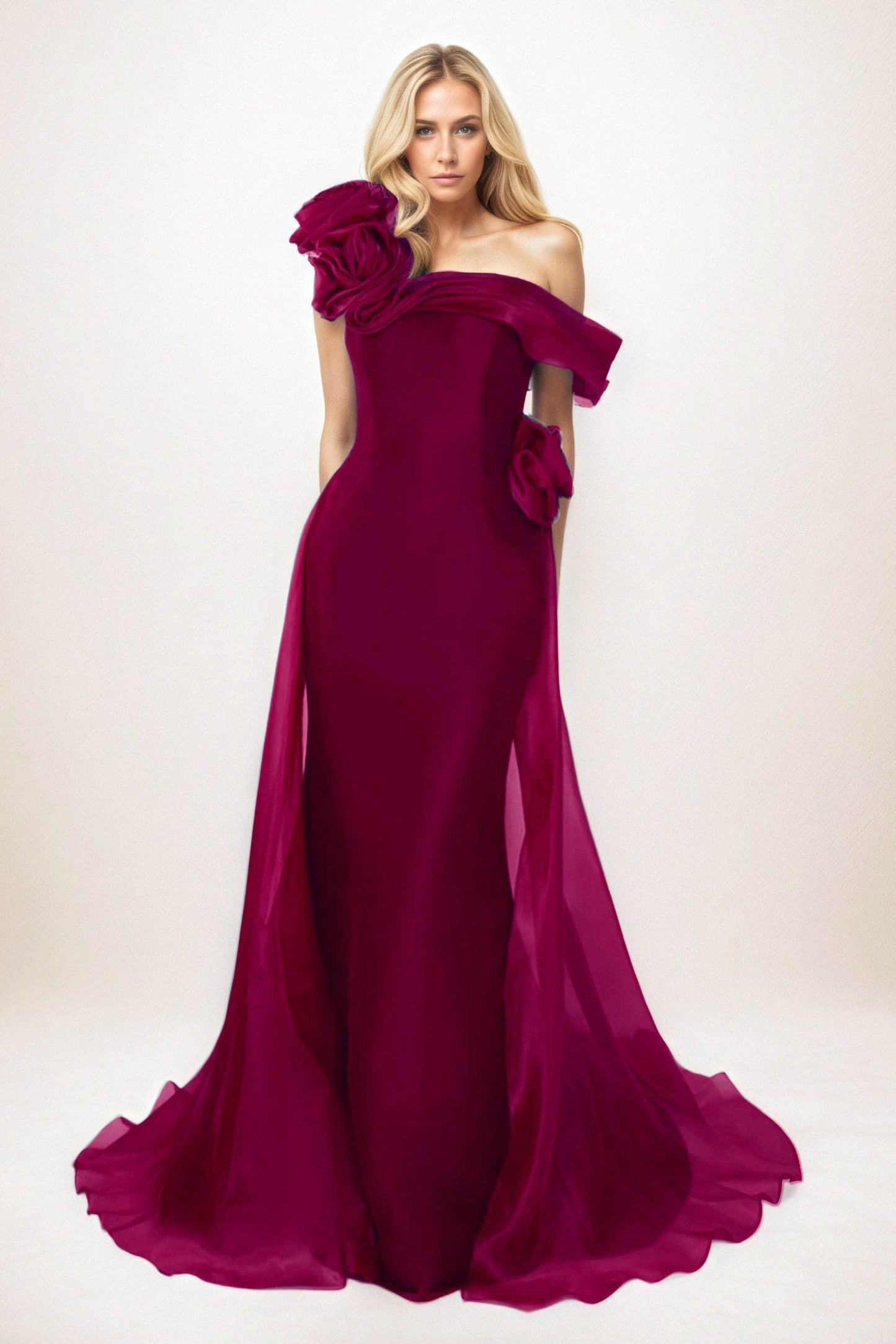 Trumpet-Mermaid Maxi Organza Mother of the Bride Dresses CM0406