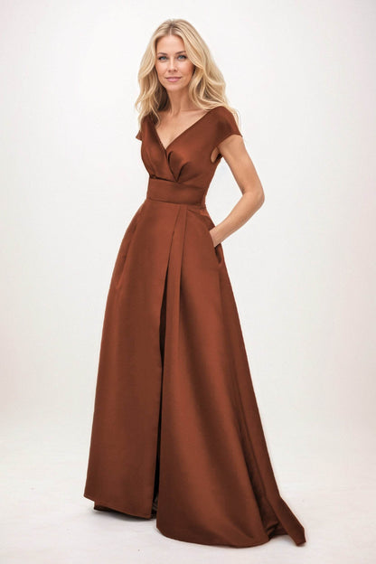 A-Line Maxi Satin Mother of the Bride Dresses CM0408