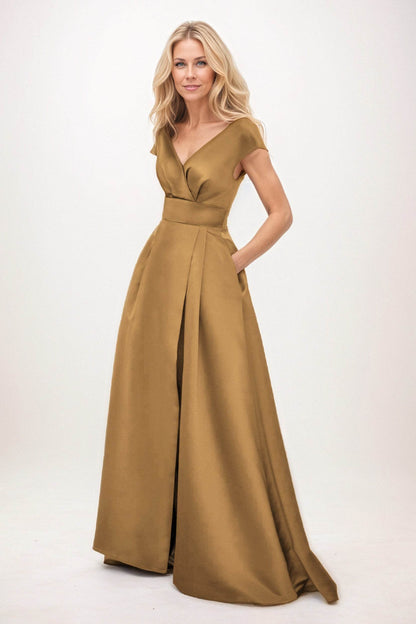 A-Line Maxi Satin Mother of the Bride Dresses CM0408