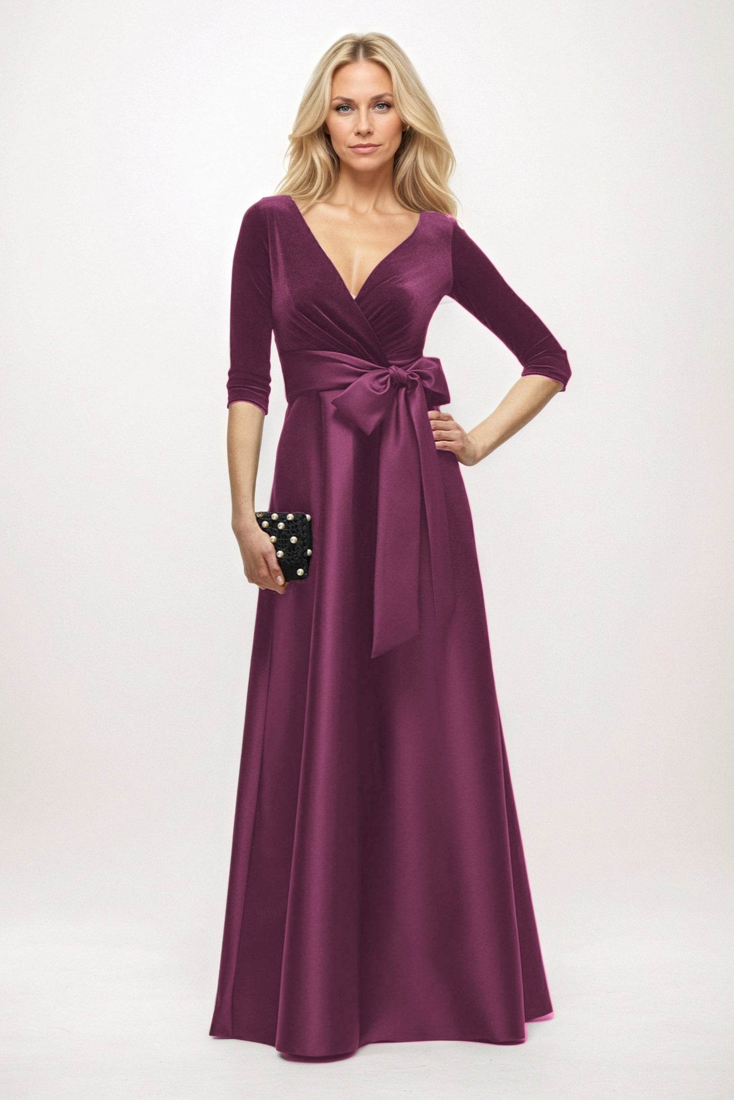 A-Line Maxi Velvet Satin Mother of the Bride Dresses CM0409