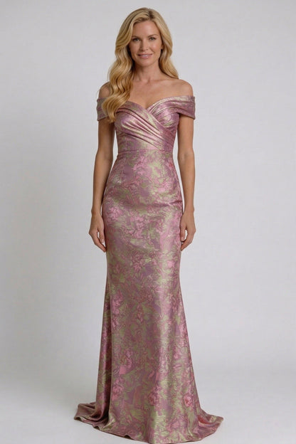 Sheath-Column Floor Length Jacquard Mother of the Bride Dress CM0416