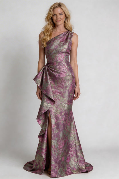 Trumpet-Mermaid Floor Length Jacquard Mother of the Bride Dress CM0419