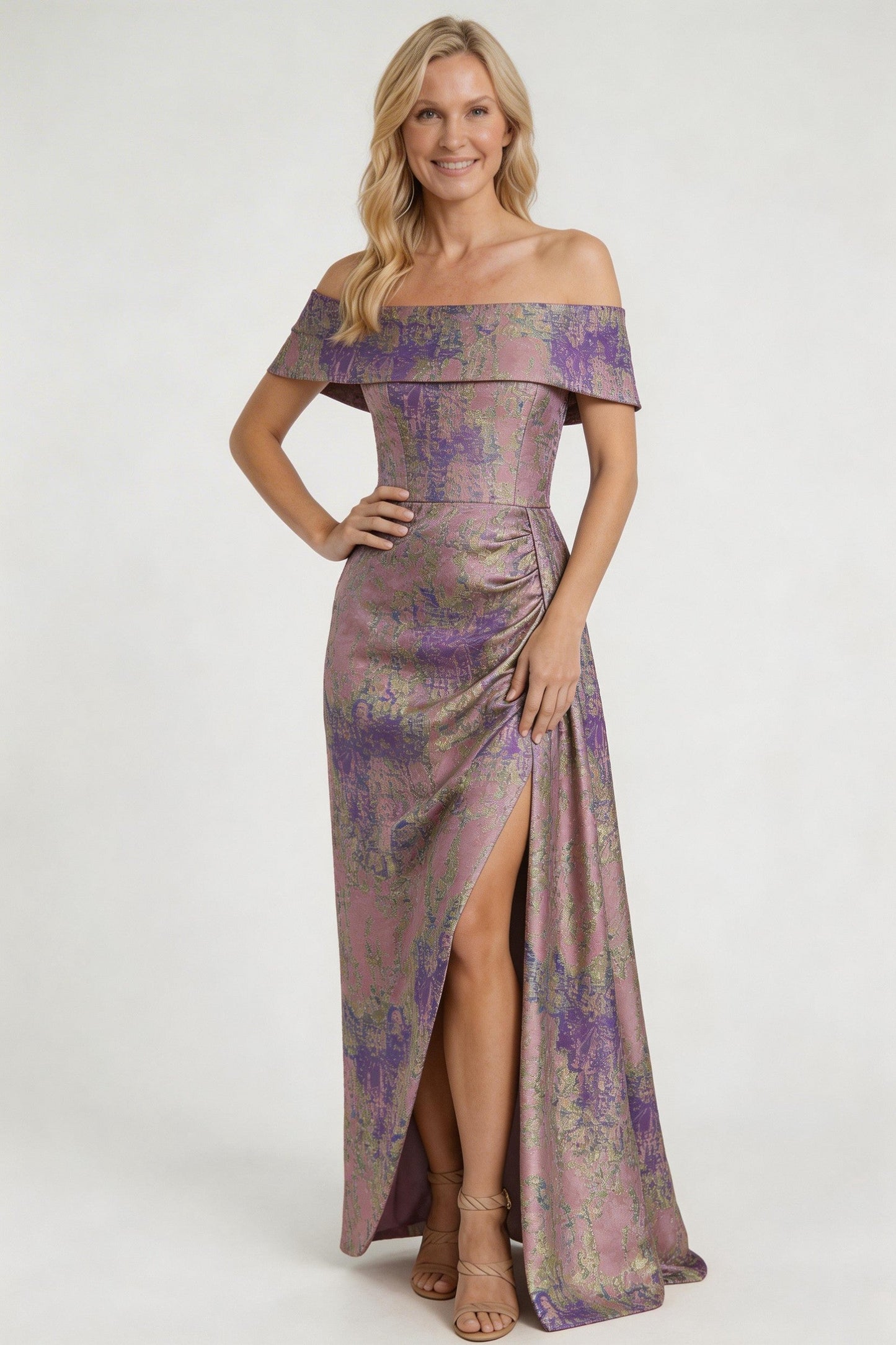 Sheath-Column Floor Length Jacquard Mother of the Bride Dress CM0420