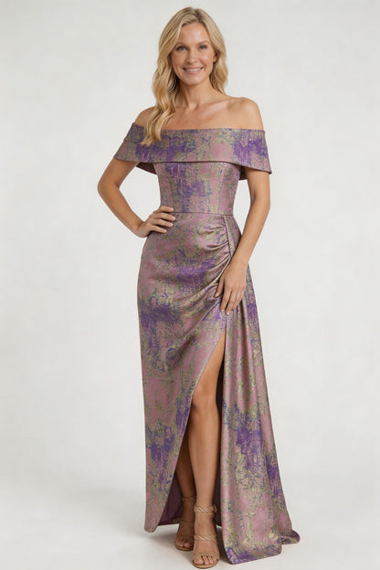 Sheath-Column Floor Length Jacquard Mother of the Bride Dress CM0420
