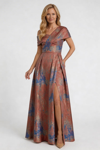 A-Line Floor Length Jacquard Mother of the Bride Dress CM0422