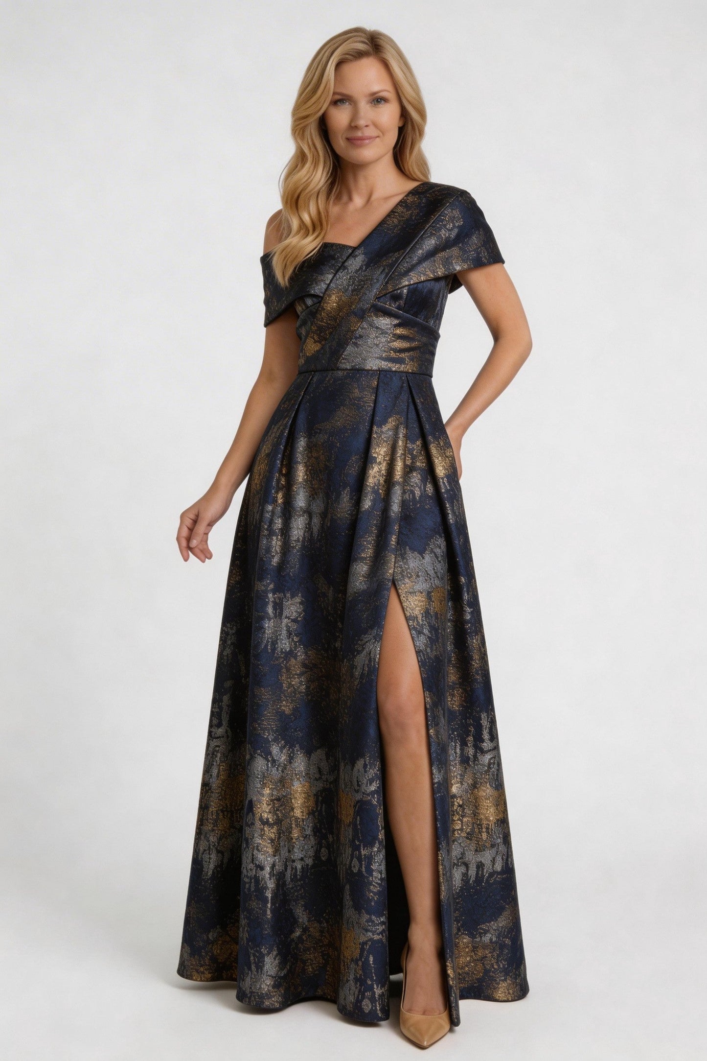 A-Line Floor Length Jacquard Mother of the Bride Dress CM0422