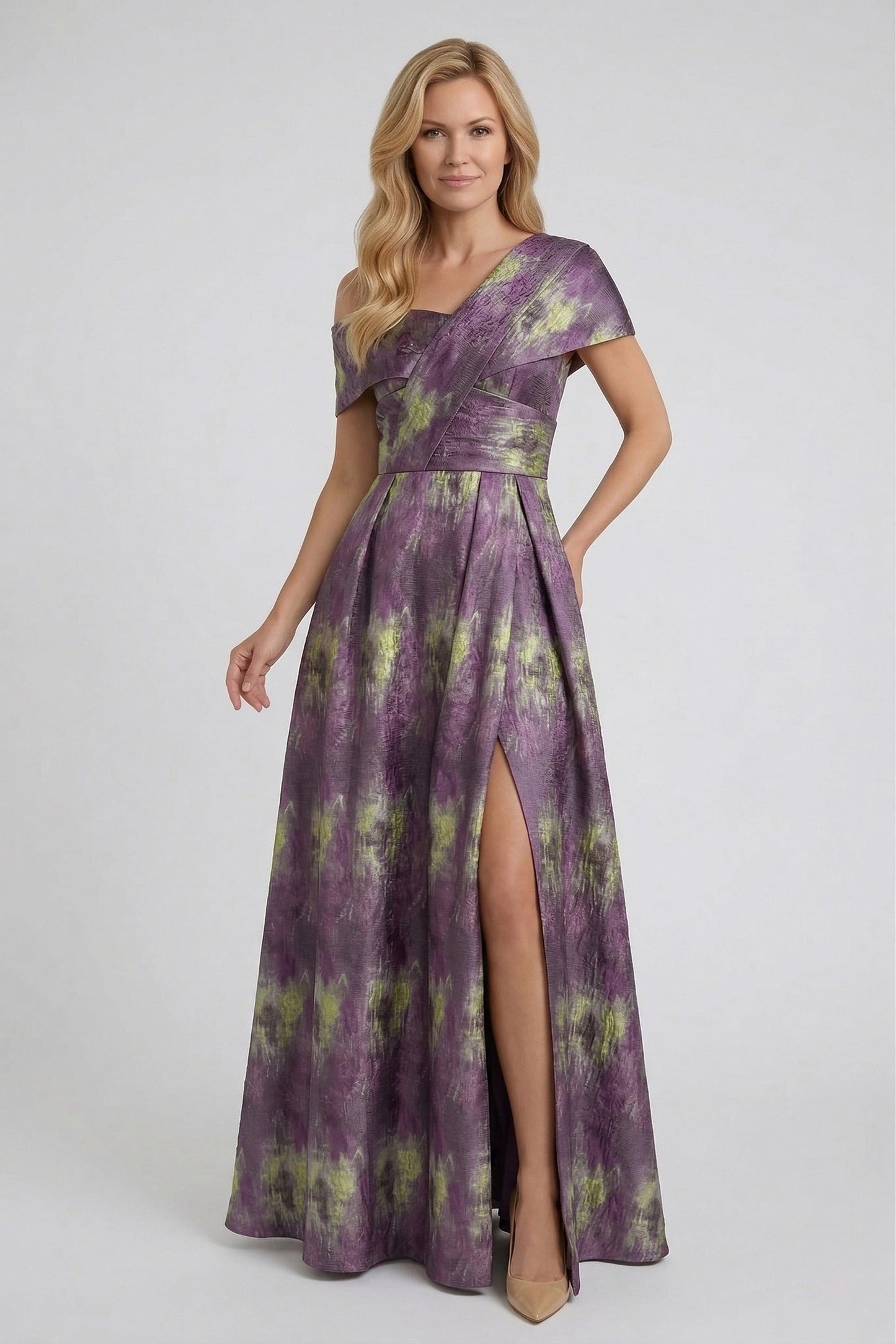 A-Line Floor Length Jacquard Mother of the Bride Dress CM0422