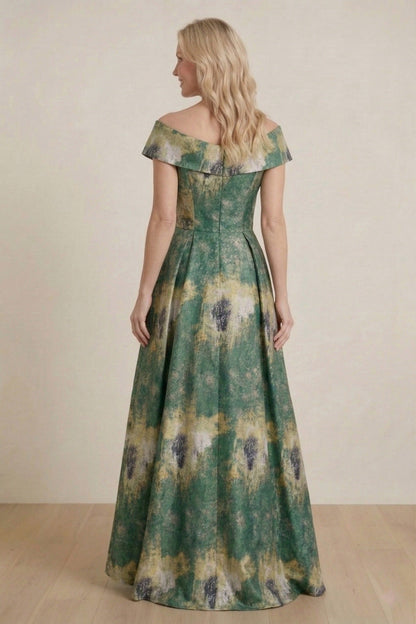 A-Line High-Low Jacquard Mother of the Bride Dress CM0423