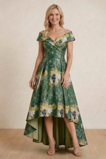 A-Line High-Low Jacquard Mother of the Bride Dress CM0423